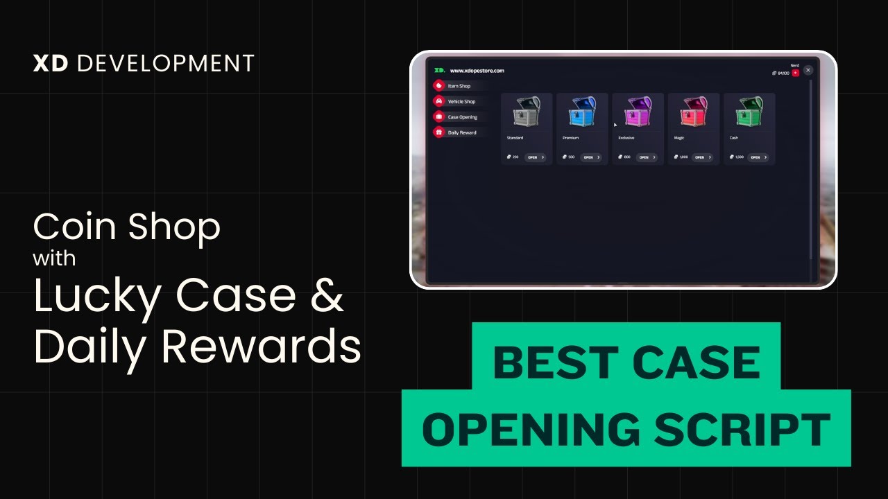 Tebex Coin Shop with Cases and Daily Rewards