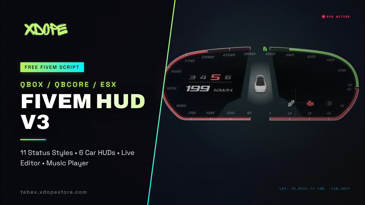 FREE FiveM HUD V3 | 11 HUD Styles | 3 Speedometer & More